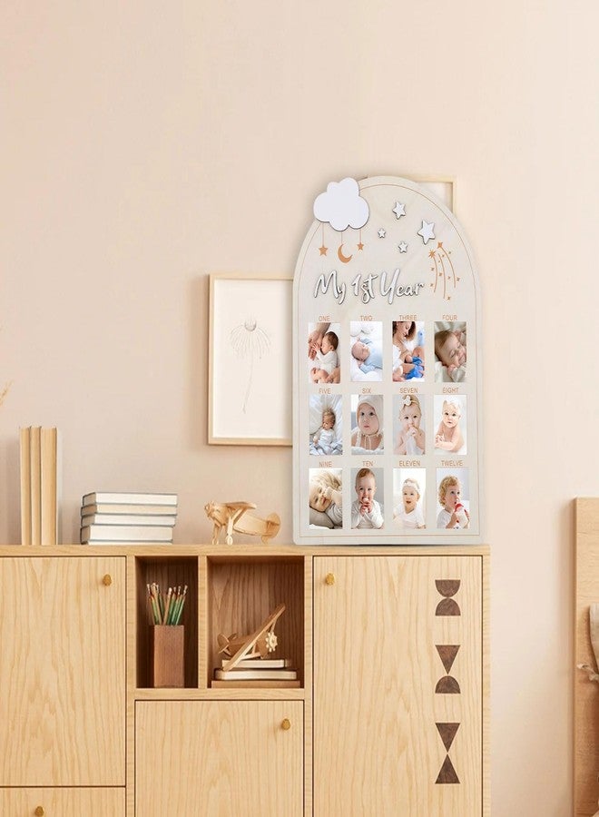 SXoonKing One Year Birthday Wooden Photo Board,My First Year Milestones Photo Board,12 Monthly Picture Frame Baby First year Wood Acrylic Sign 1st Birthday Decorations Baby Keepsake Gifts (Color-B) - Image 3